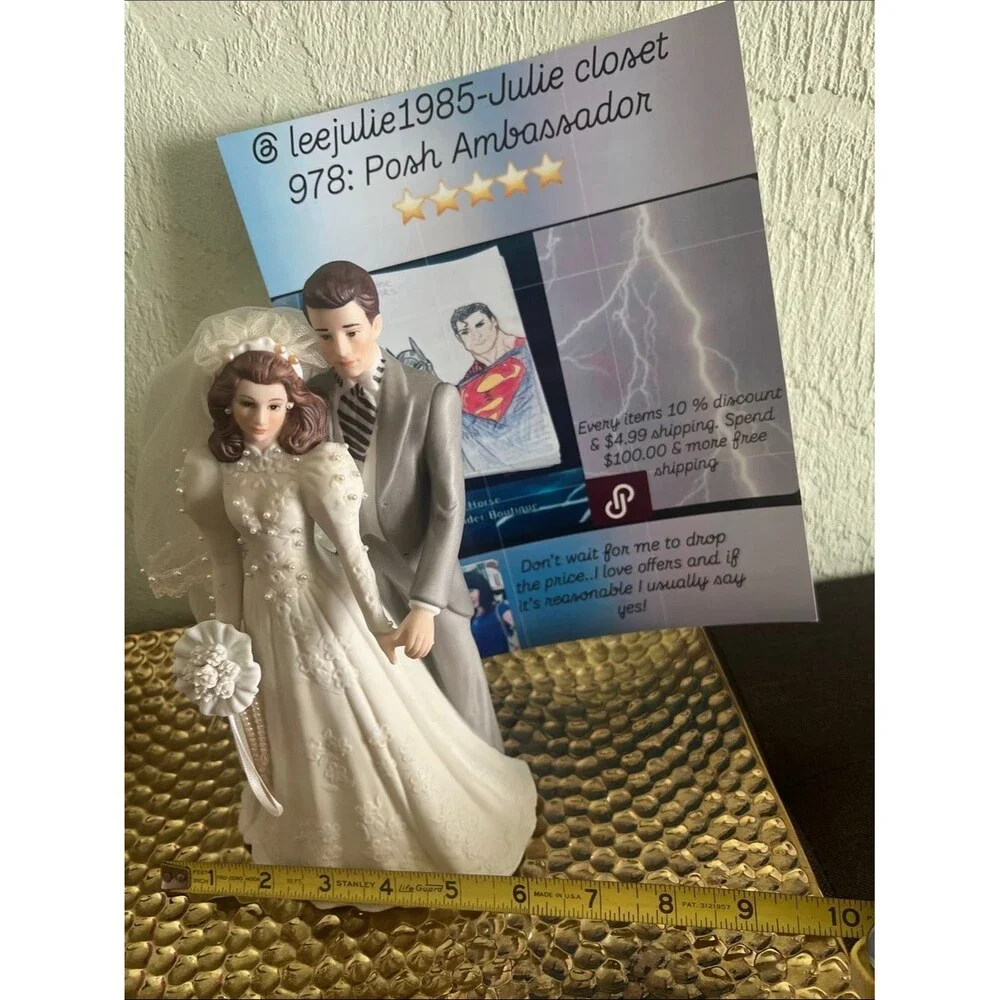 2250”6x10”Musical Classic Bridal Porcelain Decor- White Bride & Gray Groom